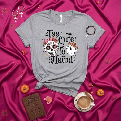 Too Cute to Haunt Dia de los Muertos Sugar Skull Ghost T-Shirt, Cute Halloween Spooky Season Tee, Day of the Dead Shirt, Unisex Fall Holiday Apparel Mexicada