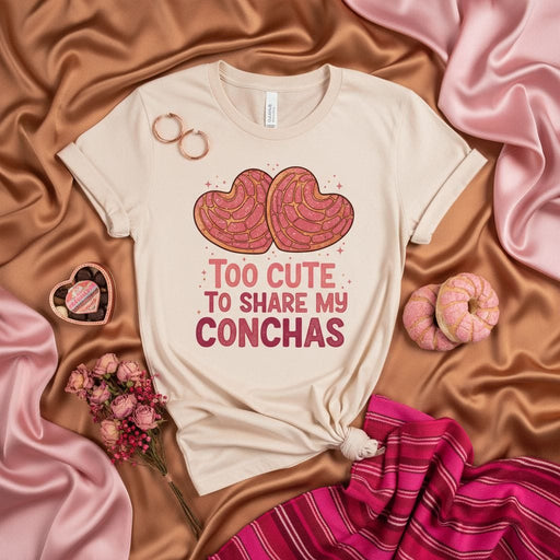 Too Cute to Share My Conchas Shirt, Valentine's Day Concha Heart T-Shirt, Funny Pan Dulce Lover Gift Tee, Mexican Sweet Bread Graphic T-Shirt, Conchas T-Shirt, Cute Foodie Shirt, Latina Gift, Hispanic Heritage. Mexicada