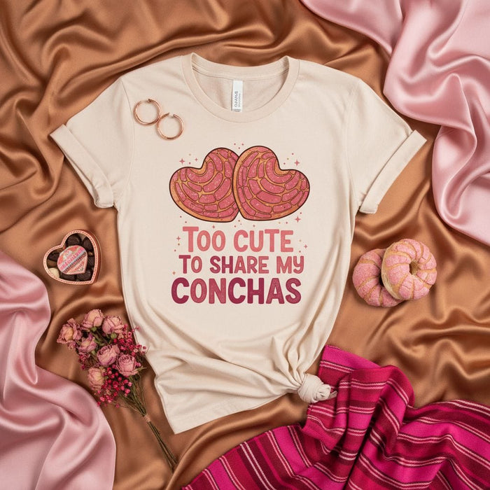 Too Cute to Share My Conchas Shirt, Valentine's Day Concha Heart T-Shirt, Funny Pan Dulce Lover Gift Tee, Mexican Sweet Bread Graphic T-Shirt, Conchas T-Shirt, Cute Foodie Shirt, Latina Gift, Hispanic Heritage. Mexicada