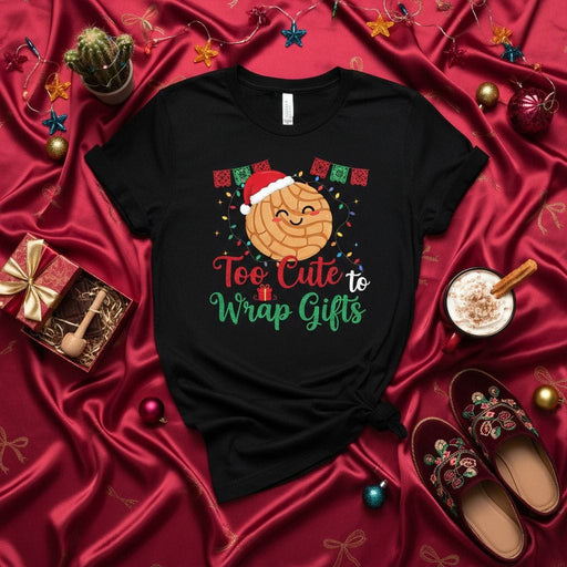 Too Cute to Wrap Gifts Concha Shirt, Funny Mexican Pan Dulce Christmas Tee, Holiday Fiesta Baking Lover Gift for Women Men Mexicada