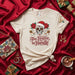 Too Festive to Handle Christmas Sugar Skull T-Shirt, Unisex Holiday Calavera Tee with Santa Hat Poinsettias & Maracas, Day of the Dead X-Mas Party Shirt, Festive Graphic Top Mexicada