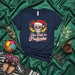 Too Full for Fruitcake Christmas Sugar Skull T-Shirt, Funny Mexican Holiday Shirt with Santa Hat Calavera, Poinsettias, and Tamales, Festive Unisex Tee Mexicada