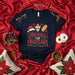 TOO FULL FOR FRUITCAKE Funny Christmas T-Shirt, Mexican Food Fiesta Holiday Tee with Skull Sombrero, Tamale, Chili Peppers, Santa Hat, Humor Gift for Taco Lovers, Festive Unisex Shirt Mexicada