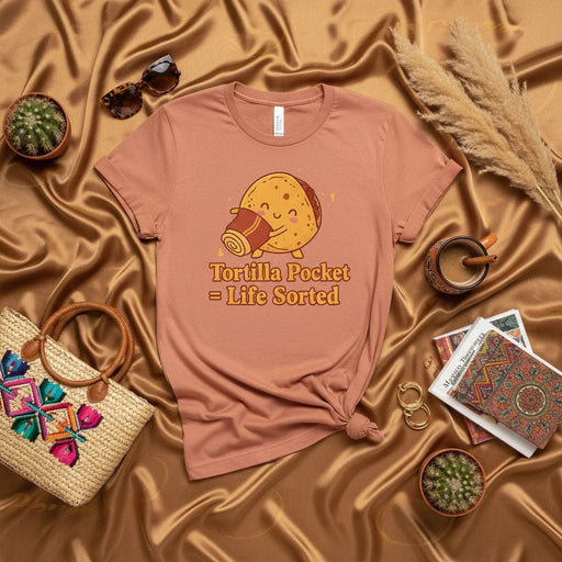 Tortilla Pocket = Life Sorted T-Shirt, Cute Burrito Lover Tee, Funny Foodie Graphic Shirt, Mexican Food Comfort Color Unisex Top for Taco Fans Mexicada