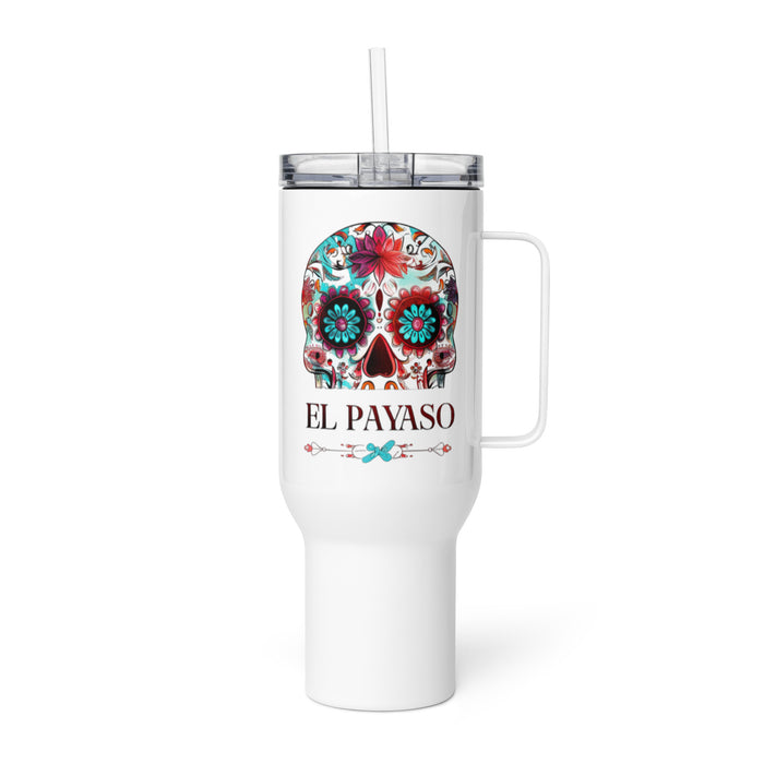 El Payaso Exclusive Art Piece Travel Mug With Handle For Water, Iced Tee Or Coffee | Funny Cute Gift Idea Home Office Work | Mexican Spanish Pride | E15