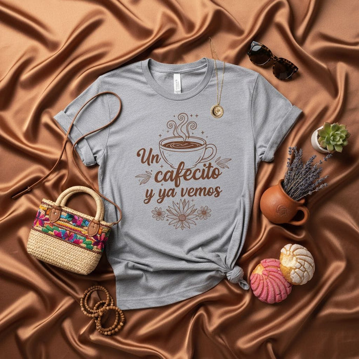 Un cafecito y ya vemos T-Shirt, Coffee Lover Shirt, Spanish Quote Tee, Floral Design, Unisex Shirt, Casual Wear, Gift for Her Him, Latina Latino Apparel, Conchas Sweet Bread Shirt Mexicada