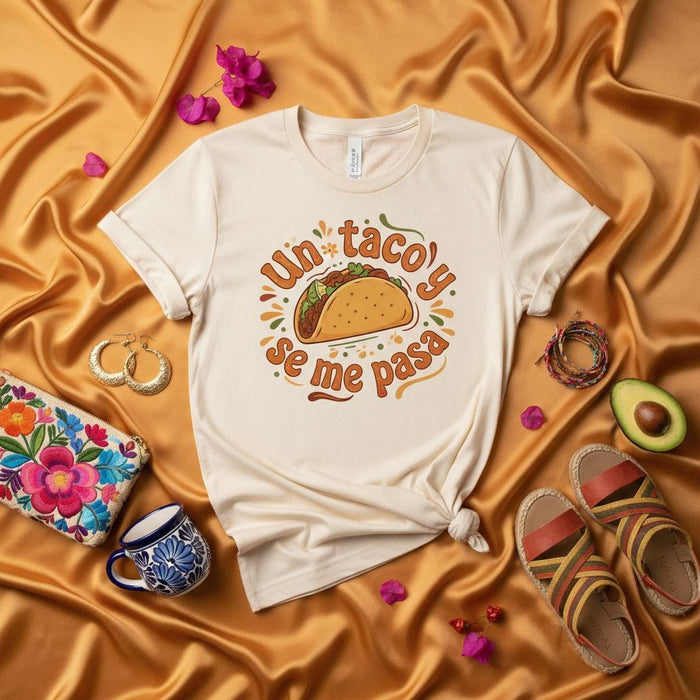 Un taco y se me pasa T-Shirt, Funny Spanish Mexican Food Lover Tee, Casual Unisex Graphic Top, Cinco de Mayo Fiesta Shirt, Gift for Taco Enthusiasts, Cute Graphic T-Shirt Mexicada