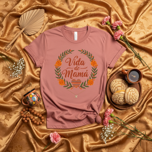 Vida de Mamá T-Shirt | Spanish Mother's Day Gift | Floral Wreath Design Tee | Latina Mom Life Shirt | Cute Dia de las Madres Apparel | New Mama Present Idea Mexicada