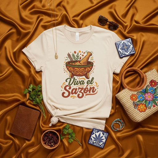 Viva el Sazón Molcajete T-Shirt, Latinx Foodie Shirt, Hispanic Heritage Month Apparel, Mexican Cooking Tee, Unisex Gift for Chef, Spice Lover Mexicada