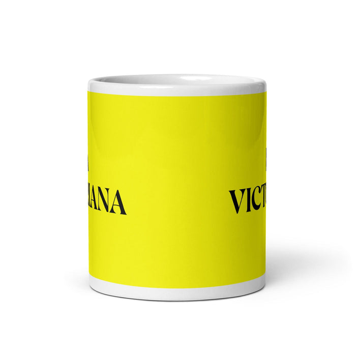 La Victoriana La tasse à café drôle victorienne pour le travail à domicile ou au bureau Cadeau de fierté mexicaine espagnole Tasse blanche brillante Tasse en carte jaune