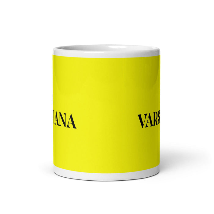 La Varsoviana Le résident de Varsovie Drôle Bureau à domicile Travail Tasse à café Cadeau de fierté espagnole mexicaine Tasse blanche brillante Tasse à carte jaune