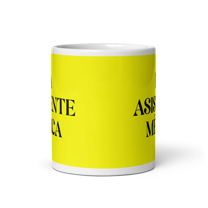 La Asistente Médica The Medical Assistant Funny Home Office Work Coffee Mug Mexican Spanish Pride Gift White Glossy Cup Yellow Card Mug