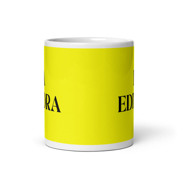 La Editora The Editor Funny Home Office Work Coffee Mug Mexican Spanish Pride Gift White Glossy Cup Yellow Card Mug