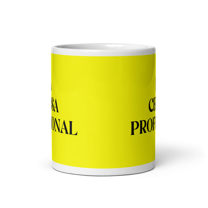 La Celosa Profesional The Professional Jealous One Funny Home Office Work Coffee Mug Mexican Spanish Pride Gift White Glossy Cup Yellow Card Mug