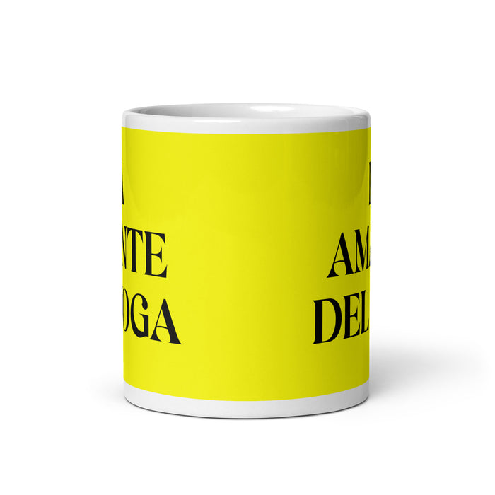 La Amante Del Yoga The Yoga Lover Funny Home Office Work Coffee Mug Mexican Spanish Pride Gift White Glossy Cup Yellow Card Mug