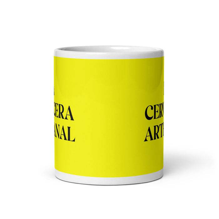 La Cervecera Artesanal The Craft Brewer Funny Home Office Work Coffee Mug Mexican Spanish Pride Gift White Glossy Cup Yellow Card Mug