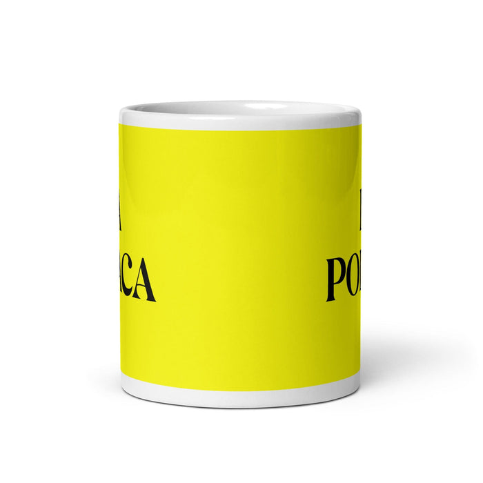 La Polaca La tasse à café drôle polonaise pour le travail à domicile et au bureau, cadeau de fierté mexicaine espagnole, tasse blanche brillante, tasse en carte jaune