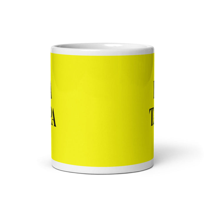 La Tapa The Tapas Lover Tasse à café amusante pour la maison, le bureau, le travail, la fierté mexicaine et espagnole, cadeau blanc brillant, tasse en carte jaune