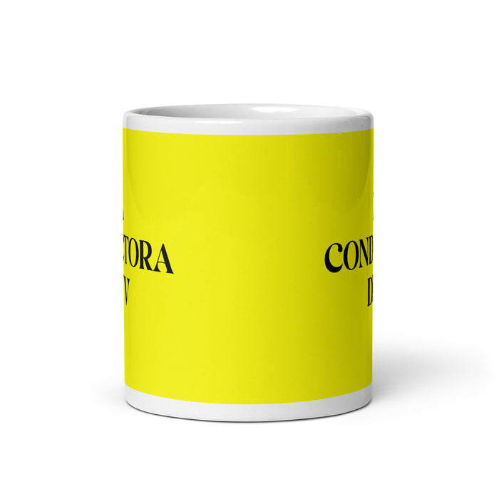 La Conductora De Tv The Tv Host Funny Home Office Work Coffee Mug Mexican Spanish Pride Gift White Glossy Cup Yellow Card Mug