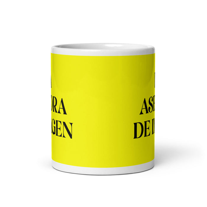 La Asesora De Imagen The Image Consultant Funny Home Office Work Coffee Mug Mexican Spanish Pride Gift White Glossy Cup Yellow Card Mug