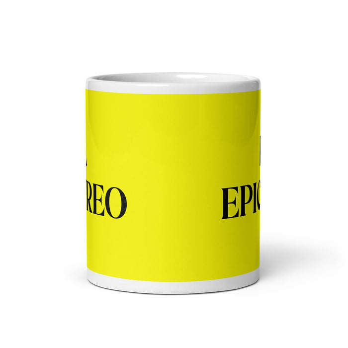 El Epicúreo The Epicurean Funny Home Office Work Coffee Mug Mexican Spanish Pride Gift White Glossy Cup Yellow Card Mug