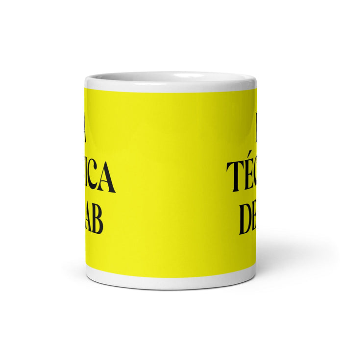 La Técnica De Laboratorio Taza De Café Divertida Para El Trabajo En La Oficina En Casa Del Técnico De Laboratorio Regalo De Orgullo Español Mexicano Taza Blanca Brillante Taza De Tarjeta Amarilla