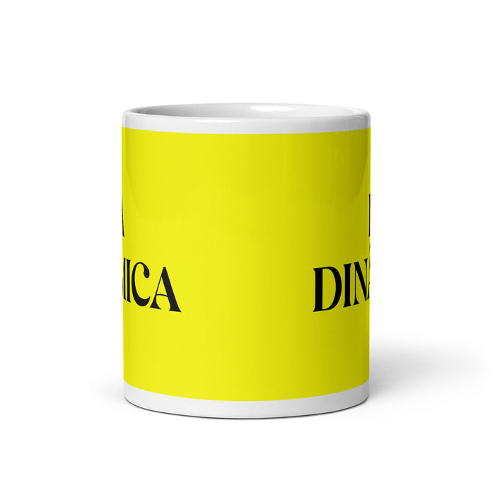 La Dinámica The Dynamic One Funny Home Office Work Coffee Mug Mexican Spanish Pride Gift White Glossy Cup Yellow Card Mug