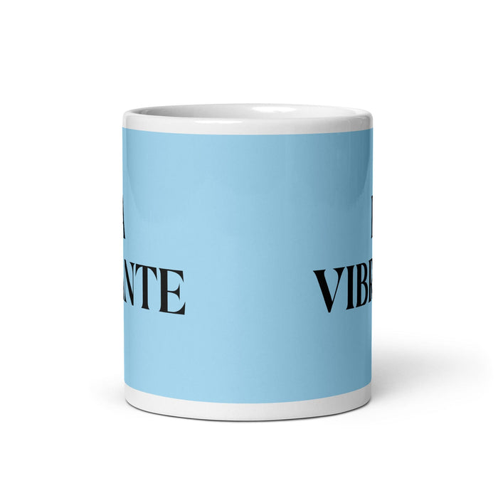 La Vibrante The Vibrant One Funny Home Office Work Coffee Mug Mexican Spanish Pride Gift White Glossy Cup Sky Blue Card Mug