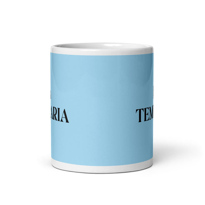 La Temeraria The Daring One Tasse à café amusante pour le travail à domicile ou au bureau Cadeau de fierté espagnole mexicaine Tasse blanche brillante Carte bleu ciel