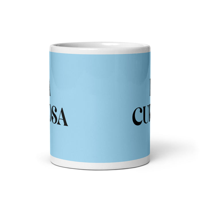 La Curiosa The Curious One Funny Home Office Work Coffee Mug Mexican Spanish Pride Gift White Glossy Cup Sky Blue Card Mug