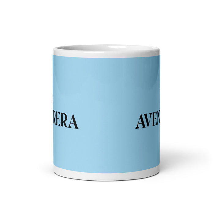 La Aventurera The Adventurer Funny Home Office Work Coffee Mug Mexican Spanish Pride Gift White Glossy Cup Sky Blue Card Mug