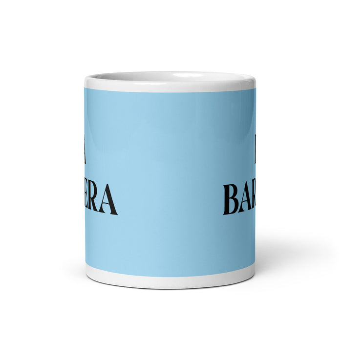 La Barbera The Barber Funny Home Office Work Coffee Mug Mexican Spanish Pride Gift White Glossy Cup Sky Blue Card Mug