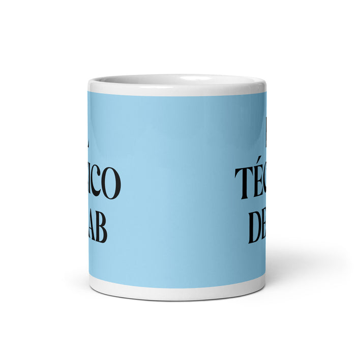 El Técnico De Lab The Lab Technician Funny Home Office Work Coffee Mug Mexican Spanish Pride Gift White Glossy Cup Sky Blue Card Mug