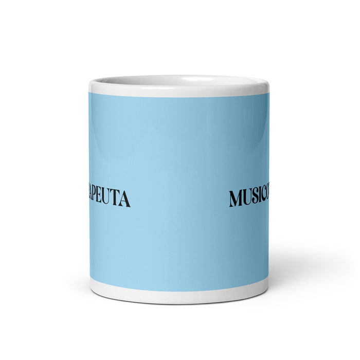 El Musicoterapeuta The Music Therapist Funny Home Office Work Coffee Mug Mexican Spanish Pride Gift White Glossy Cup Sky Blue Card Mug