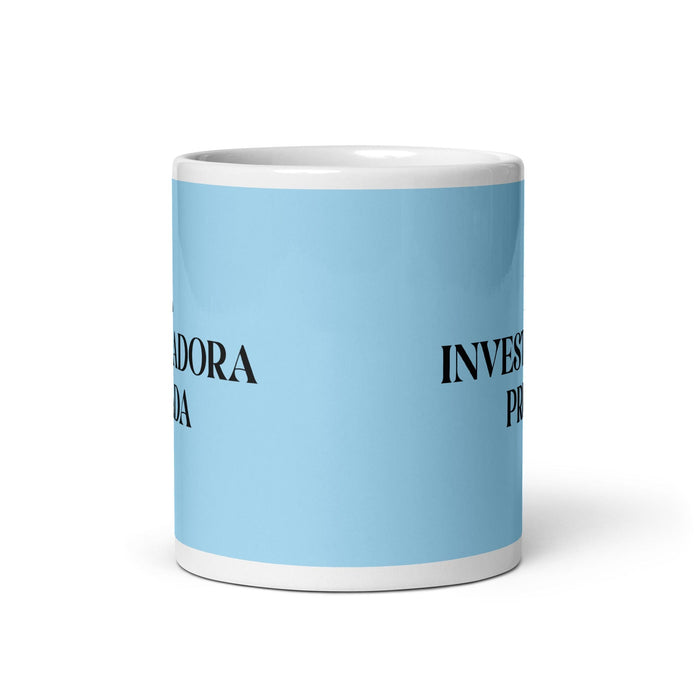 La Investigadora Privada The Private Investigator Funny Home Office Work Coffee Mug Mexican Spanish Pride Gift White Glossy Cup Sky Blue Card Mug