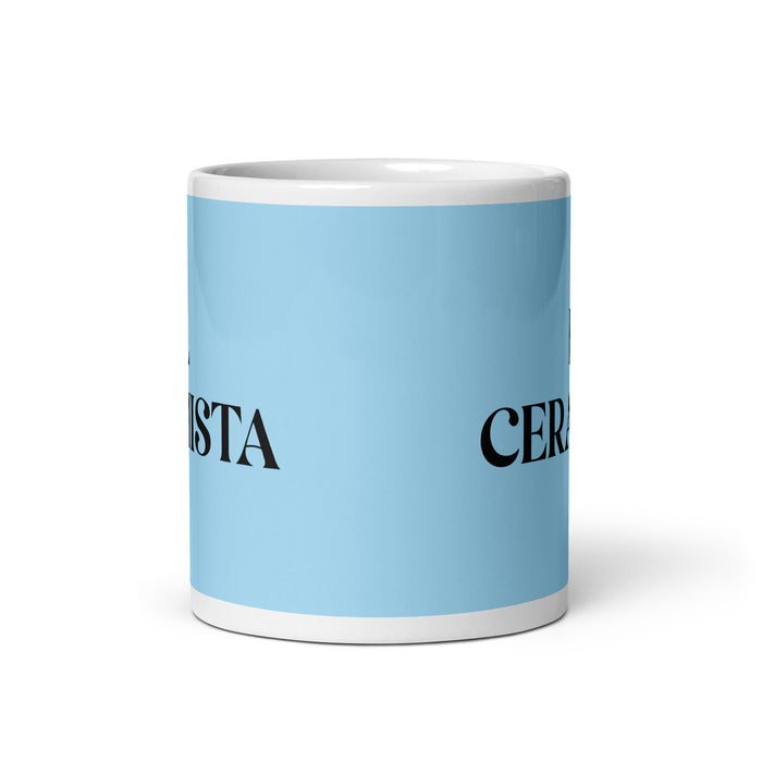 El Ceramista The Ceramic Artist Funny Home Office Work Coffee Mug Mexican Spanish Pride Gift White Glossy Cup Sky Blue Card Mug