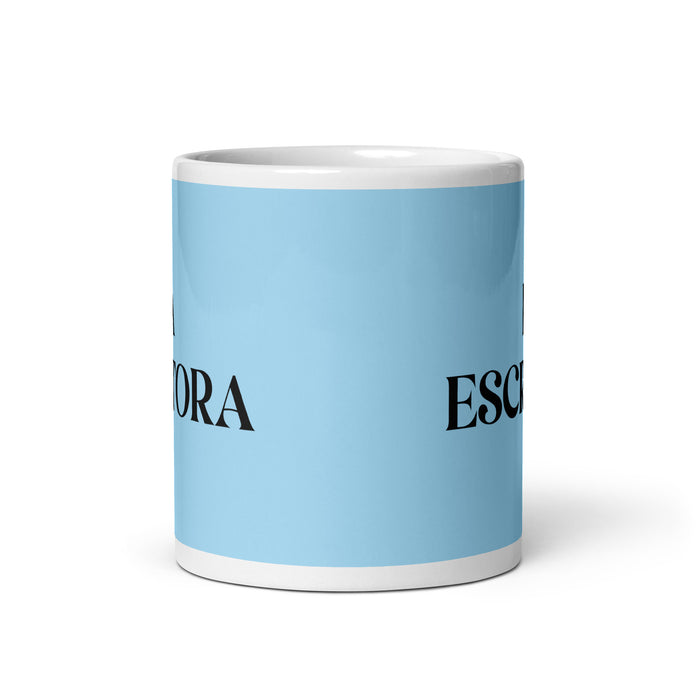 La Escritora The Writer Funny Home Office Work Coffee Mug Mexican Spanish Pride Gift White Glossy Cup Sky Blue Card Mug