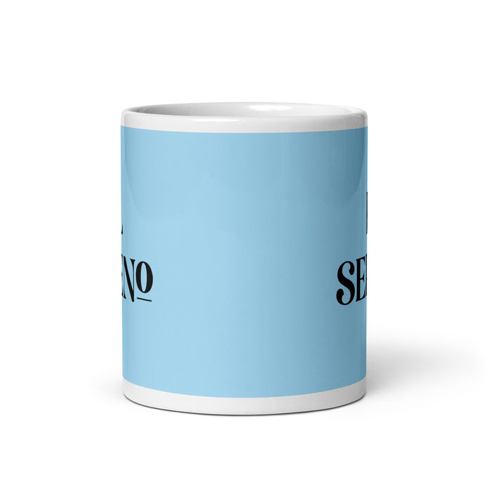 El Sereno The Serene One Funny Home Office Work Coffee Mug Mexican Spanish Pride Gift White Glossy Cup Sky Blue Card Mug