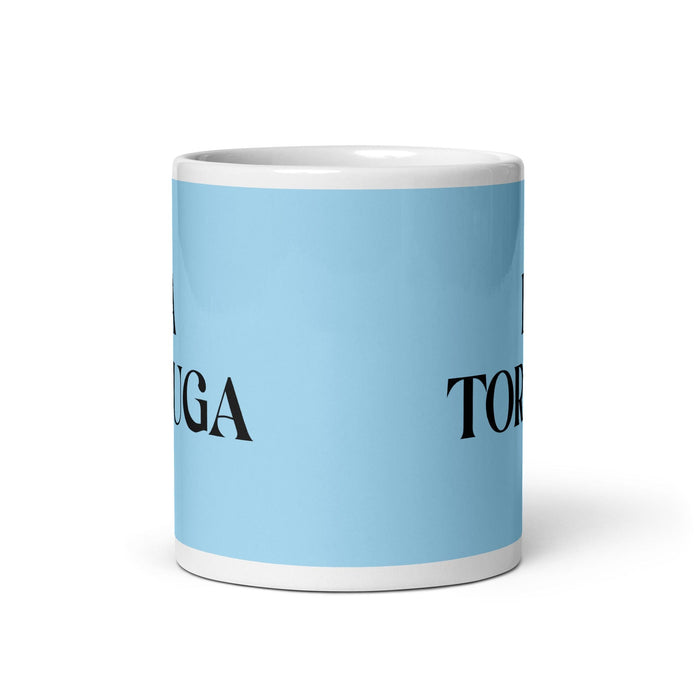 La Tortuga La Tortuga Divertida Taza de Café para el Trabajo en la Oficina en Casa Regalo de Orgullo Español Mexicano Taza Blanca Brillante Taza de Tarjeta Azul Cielo