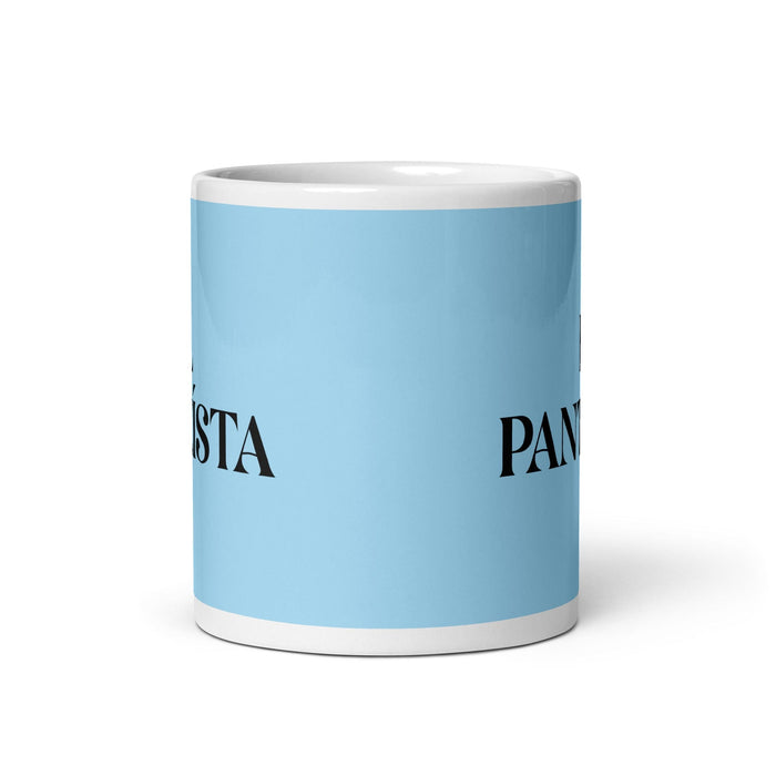 El Panteísta, der Pantheist, lustige Kaffeetasse für Zuhause, Büro, Arbeit, mexikanisches spanisches Pride-Geschenk, weiße glänzende Tasse, himmelblaue Kartentasse