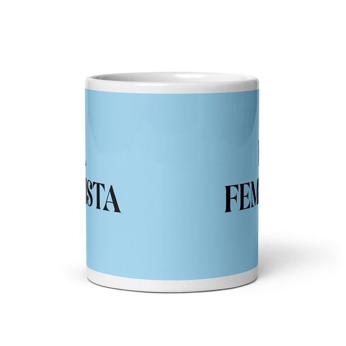 El Feminista The Feminist Funny Home Office Work Coffee Mug Mexican Spanish Pride Gift White Glossy Cup Sky Blue Card Mug