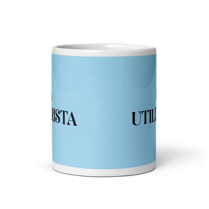 La Utilitarista La tasse à café amusante pour le travail à domicile et au bureau, cadeau de fierté mexicaine espagnole, tasse blanche brillante, tasse en carte bleu ciel