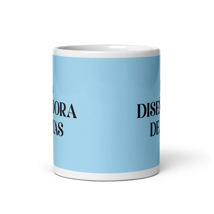 La Diseñadora De Joyas The Jewelry Designer Funny Home Office Work Coffee Mug Mexican Spanish Pride Gift White Glossy Cup Sky Blue Card Mug