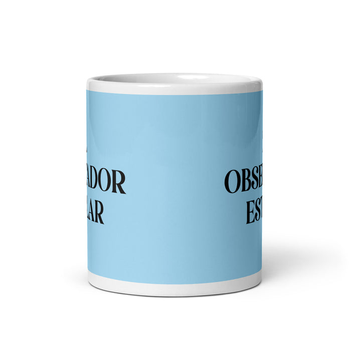 El Observador Estelar The Star Observer Funny Home Office Work Coffee Mug Mexican Spanish Pride Gift White Glossy Cup Sky Blue Card Mug