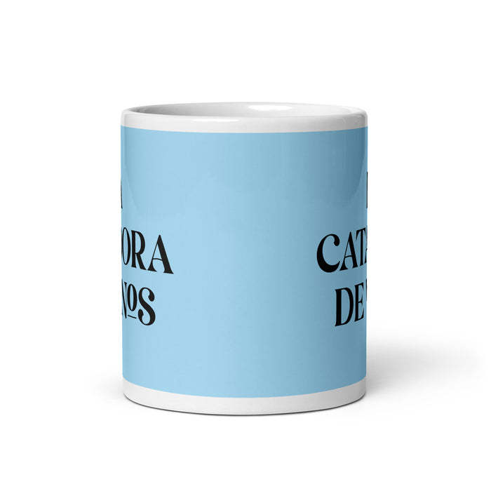 La Catadora De Vinos The Wine Taster Funny Home Office Work Coffee Mug Mexican Spanish Pride Gift White Glossy Cup Sky Blue Card Mug