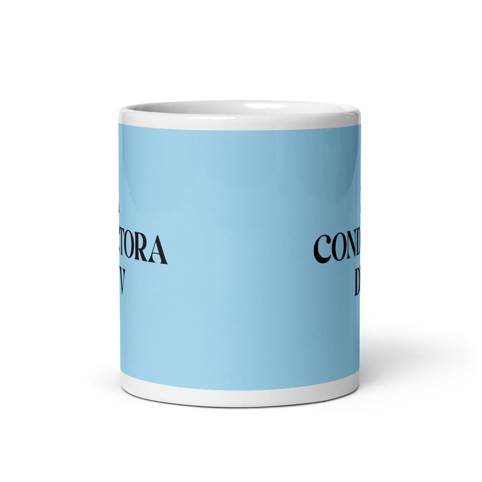 La Conductora De Tv The Tv Host Funny Home Office Work Coffee Mug Mexican Spanish Pride Gift White Glossy Cup Sky Blue Card Mug