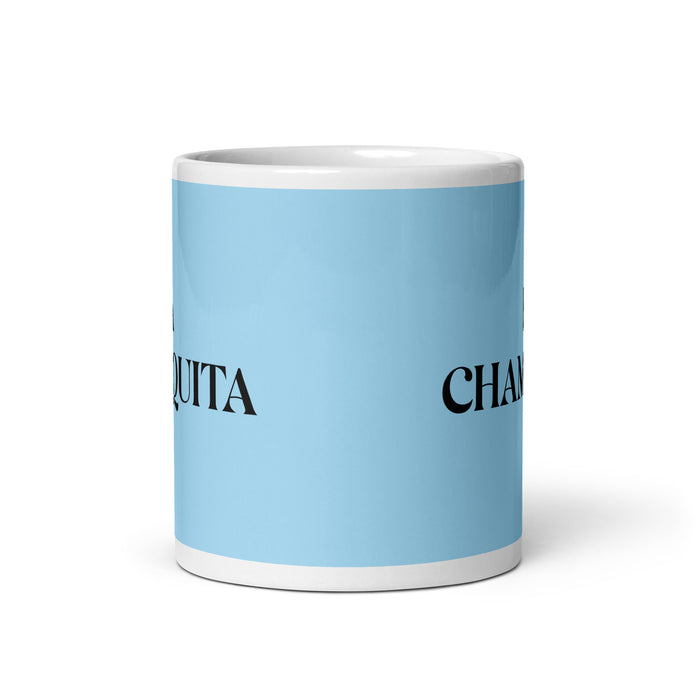 La Chamaquita The Little Kid Funny Home Office Work Coffee Mug Mexican Spanish Pride Gift White Glossy Cup Sky Blue Card Mug