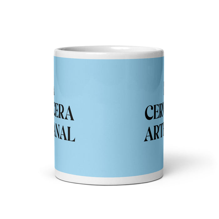 La Cervecera Artesanal The Craft Brewer Funny Home Office Work Coffee Mug Mexican Spanish Pride Gift White Glossy Cup Sky Blue Card Mug