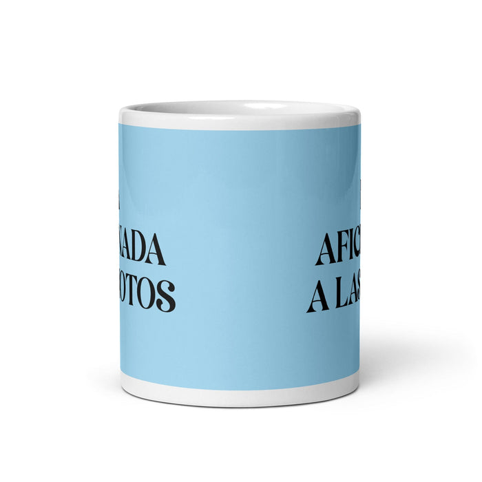 La Aficionada A Las Motos The Motorcycle Enthusiast Funny Home Office Work Coffee Mug Mexican Spanish Pride Gift White Glossy Cup Sky Blue Card Mug