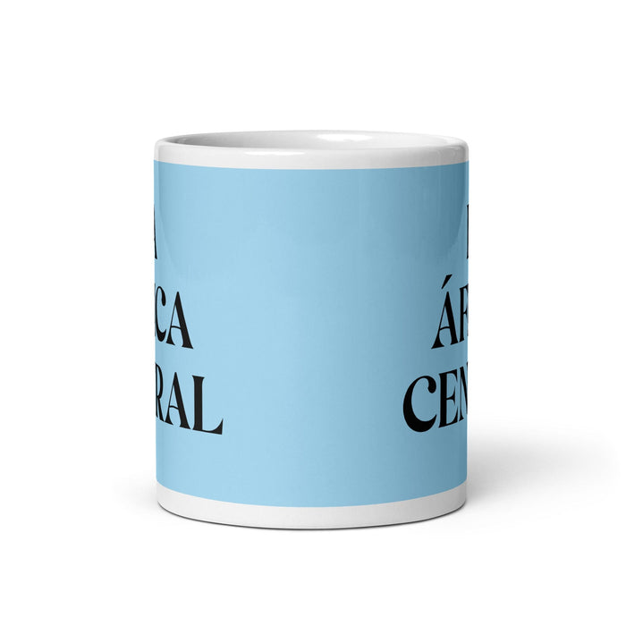 La África Central La tasse à café amusante pour le bureau à domicile et le travail en Afrique centrale Cadeau de fierté mexicaine espagnole Tasse blanche brillante Carte bleu ciel